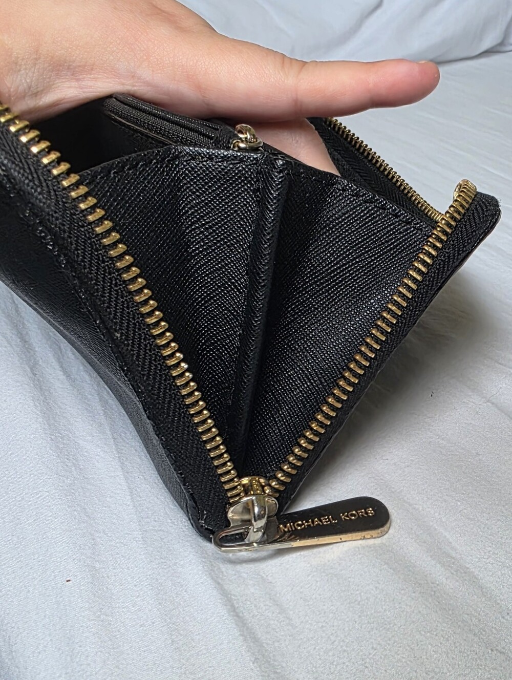 Michael Kors Black Saffiano Leather Zip Wallet with Gold Logo - Picture 11 of 15
